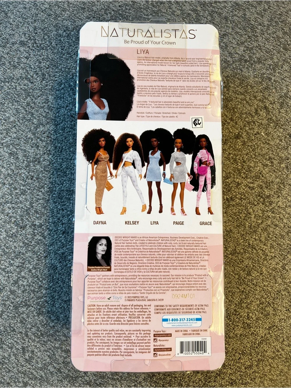El Naturalista Kids Doll in Light Blue Dress with Dark Brown Skin and Black Hair